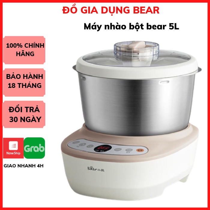 Máy nhồi, nhào, trộn bột Bear. Dung tích 5L., 3.5L, 7L (Quốc Tế &amp; Nội Địa), ủ bột tự động, đánh dăm bông, BH 18 tháng