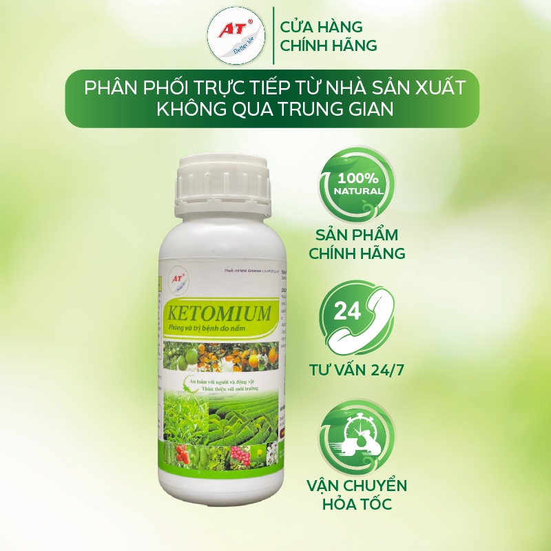 Chế phẩm trị nấm cho ớt cà chua rau sạch AT Ketomium 500ml phòng trị thán thư, thối rễ, sương mai, phấn trắng thối quả