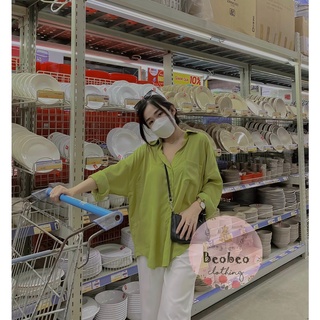 [Ảnh thật] Áo sơ mi oversize lụa tay dài có túi ulzzang