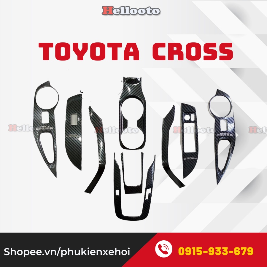 Ốp Nội Thất Xe Toyota Cross 2020 2021 2022 Cao Cấp - 9 chi tiết Mẫu Tian/Carbon chất liệu hợp kim