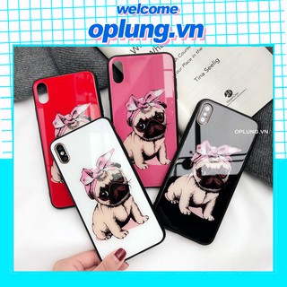 Ốp iphone 7plus- ốp kính hình chó pug dành cho iphone 6 /6s plus/7 / 8 plus/x/xr/xs max/11 pro max - k306