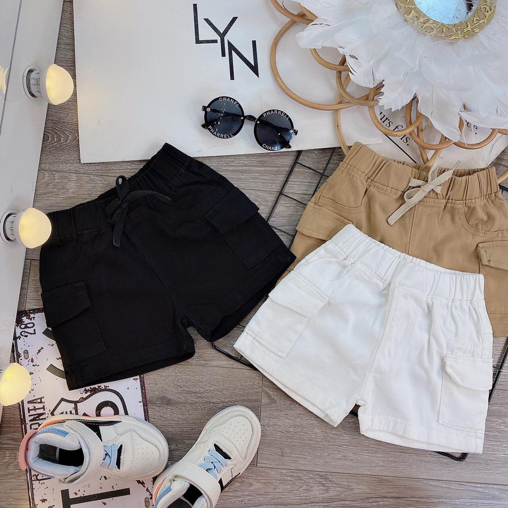 Quần Short / Sooc Kaki Túi Hộp Bé Gái Bé Trai Size 10-27 kg