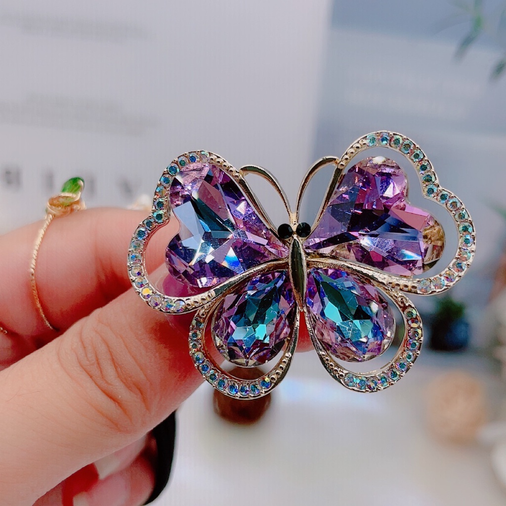 Dây Buộc Tóc Cao Su Co Giãn Phối Họa Tiết Cánh Bướm Đính Đá Pha Lê Phong Cách Hàn Quốc 2022 Thời Trang Cho Nữ