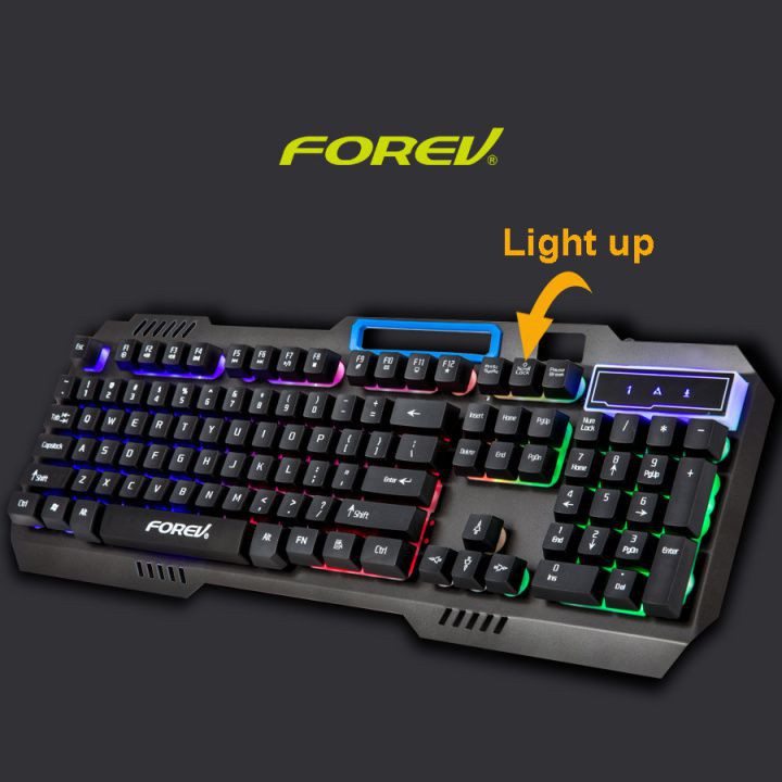 Bàn Phím Giả Cơ Có Dây Forev FV Q307 Có Giá Đỡ Điện Thoại Led Màu