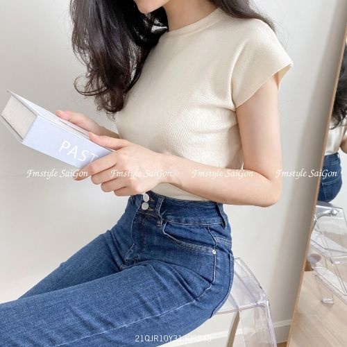 Áo len tay ngắn cổ trụ chất len mịn dày dặn phong cách hàn quốc nhiều màu Fmstyle Saigon 21ALU10K31301 | BigBuy360 - bigbuy360.vn