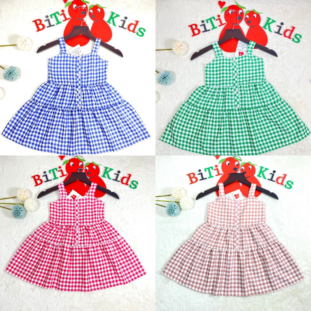 Đầm bé gái,váy trẻ em ,BITIKIDS, họa tiết caro size 0 đến 6 tuổi.
