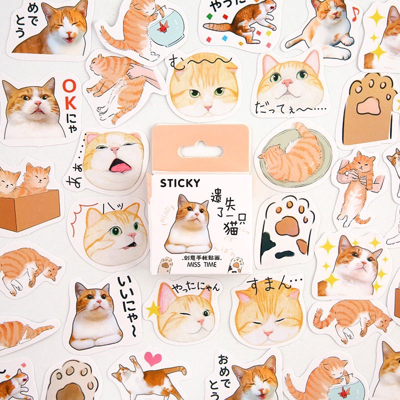 Hộp 46 Sticker cute miếng dán thiết kế dễ thương dùng trang trí độc đáo
