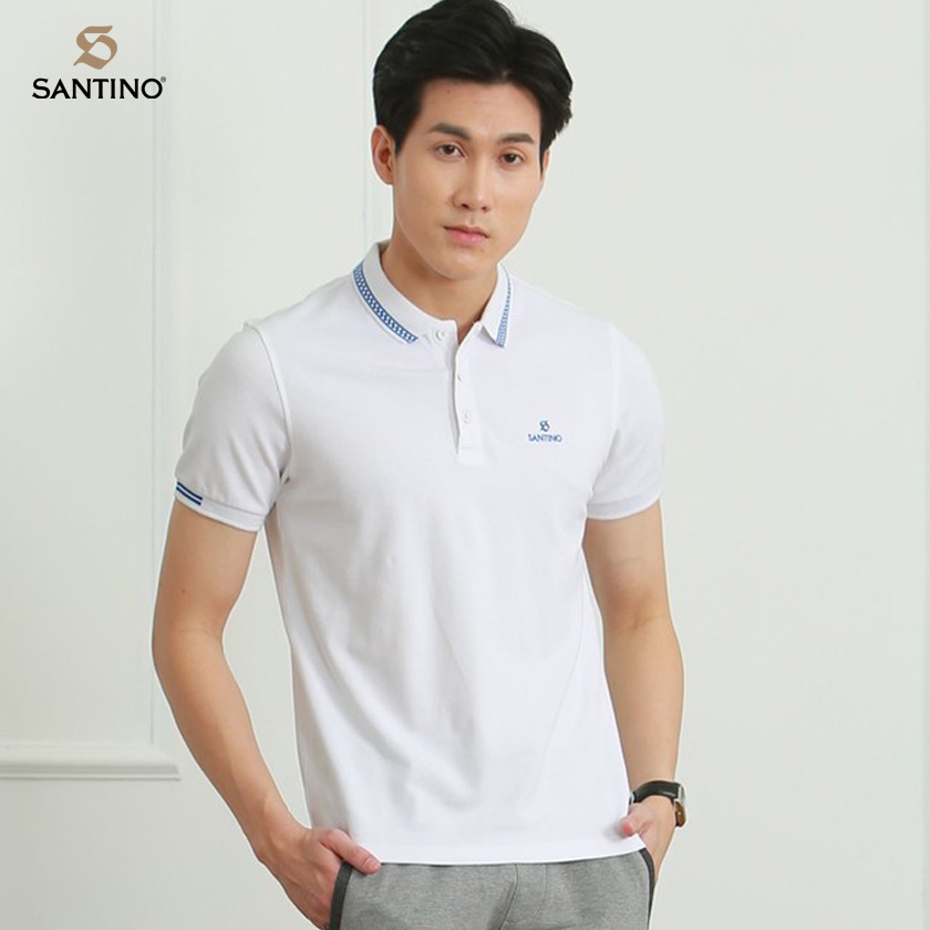Áo Polo nam ngắn tay cổ bẻ SANTINO chất vải Cotton cao cấp co giãn, bo cổ trẻ trung, dáng slim nhẹ thoải mái TSP465B108
