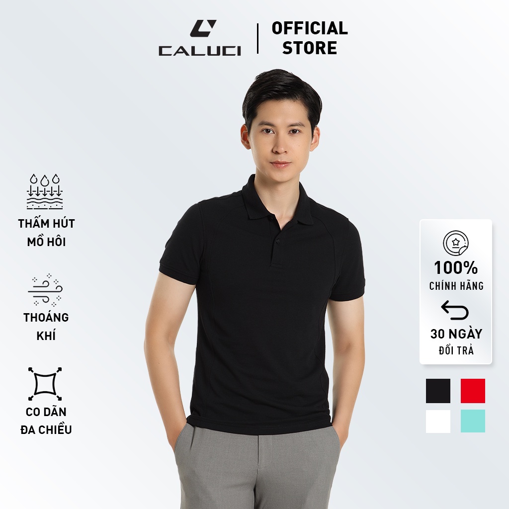 Áo polo nam CALUCI thiết kế cổ dệt, dáng ôm vừa, thân cắt bổ, chất liệu cotton mềm mịn, thoáng mát, co giãn tốt MPS215S