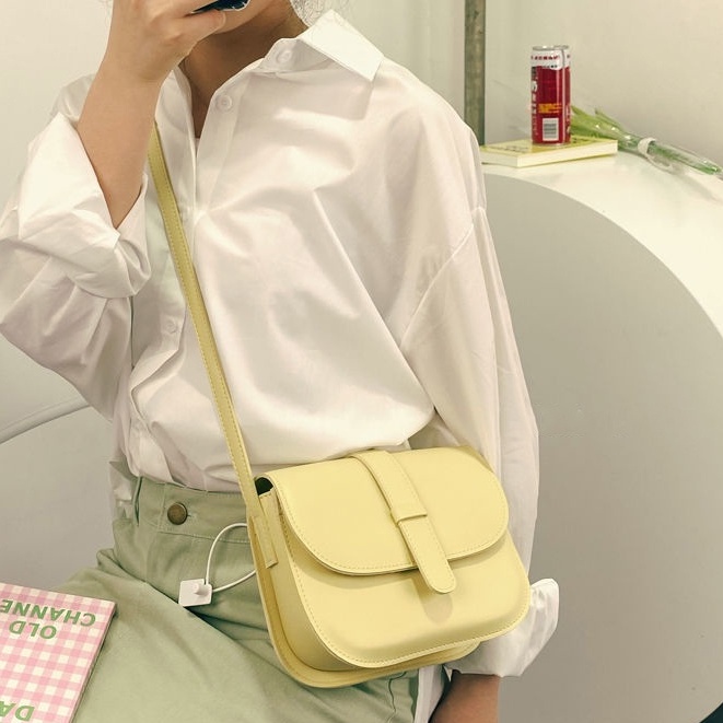 Túi Đeo Chéo Hình Vuông Nhỏ Màu Trơn Phong Cách Phương Tây Thời Trang Cao Cấp Cho Nữ