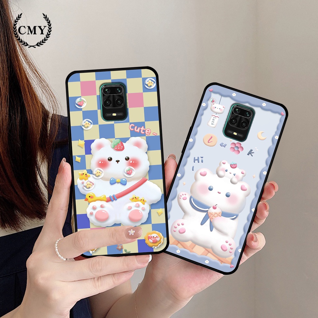Ốp lưng Xiaomi Redmi Note 9 / Note 9s / Note 9 Pro in hình caro gấu thỏ dễ thương