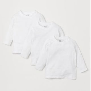 (Tách lẻ) Áo phông trắng dài tay cho bé trai gái H&M authentic 💯