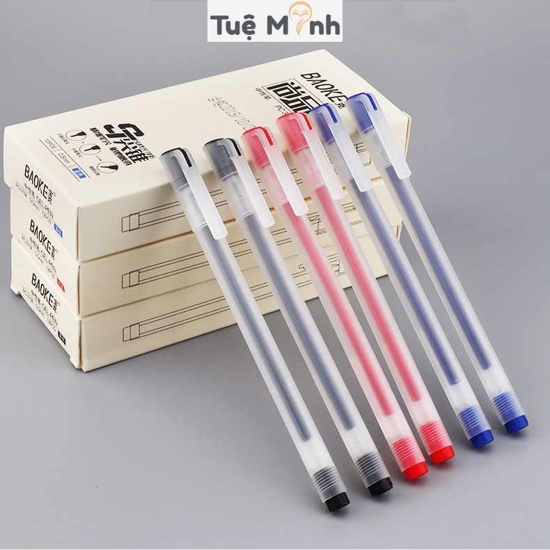 Bút mực gel nét 0.5mm Baoke thân trong suốt basic đẹp mắt B20