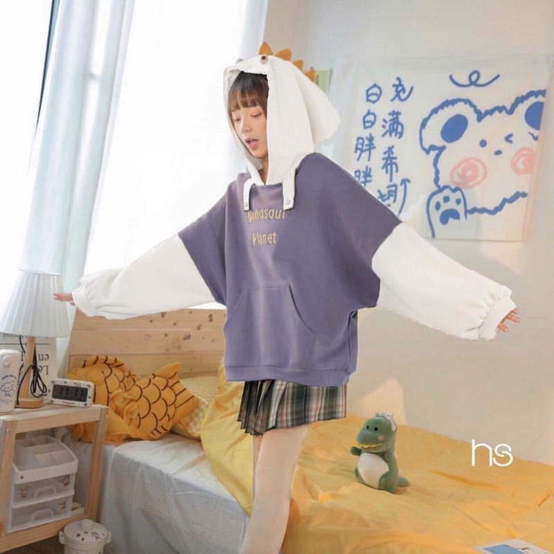 Áo Hoodie Nỉ DINO In Chữ 🦋 Áo Nỉ Ngoại Màu Tím Mũ Đầu Gà 🦋 | BigBuy360 - bigbuy360.vn
