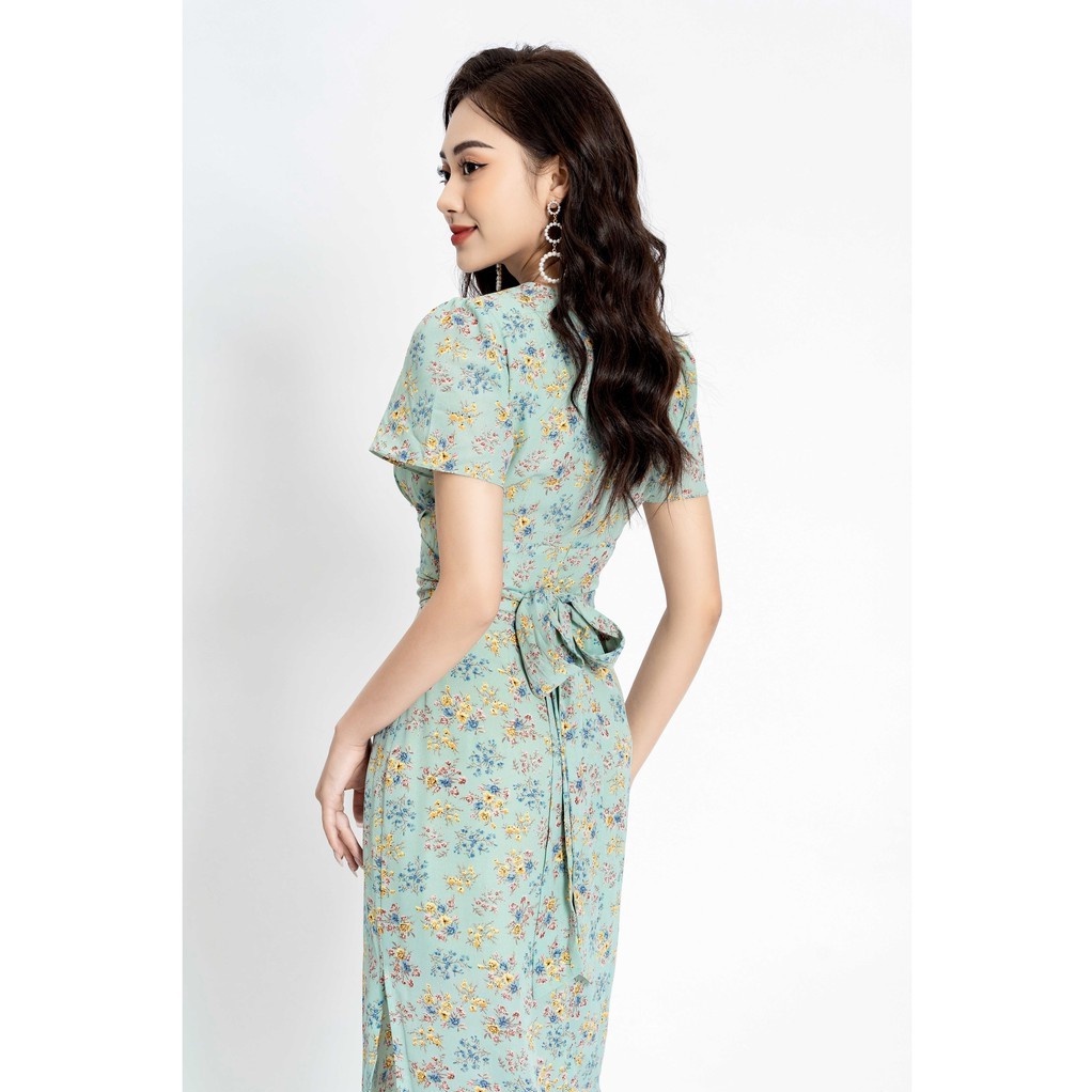 Đầm Lép yukata tay lơi hơi ôm body màu xanh dây cột eo Size S