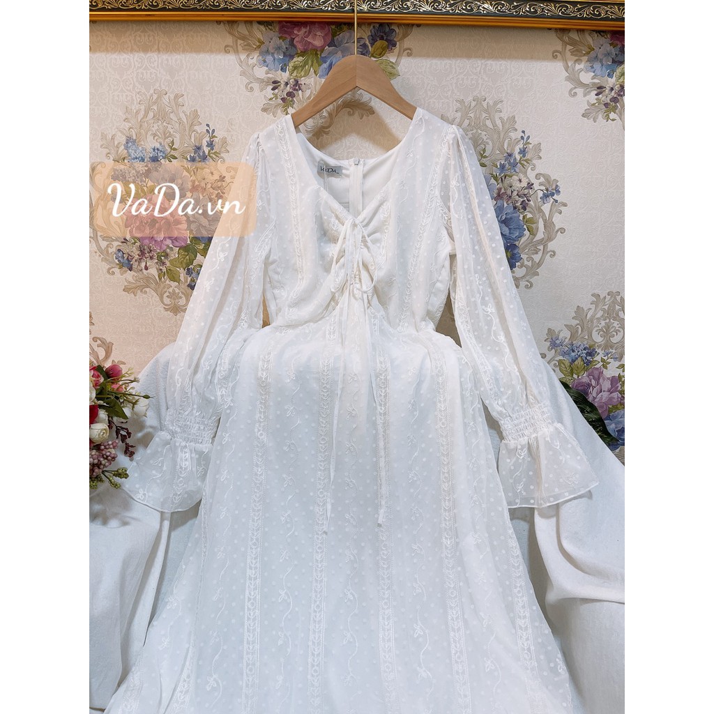 Đầm xoè Midi Ren thêu nổi tay bo tuyệt đẹp HÀNG CAO CẤP tại Xưởng may thời trang VADA - Đ31 | BigBuy360 - bigbuy360.vn