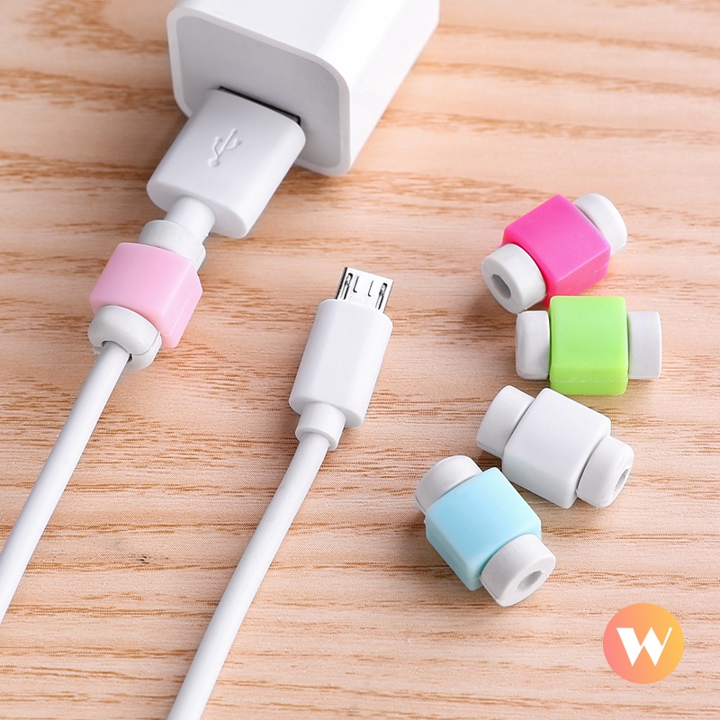 1 Phụ Kiện Bảo Vệ Dây Cáp Sạc USB Màu Sắc Ngọt Ngào Cho iPhone Android