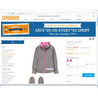 Áo khoát bé gái Gymboree, mẫu 2017 dòng Gymgo.