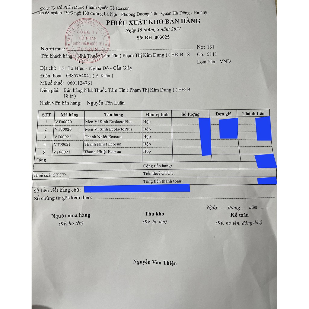 Thực phẩm bảo vệ sức khỏe Thanh Nhiệt ECOSUN giải độc, mát gan - Hộp 20 ống