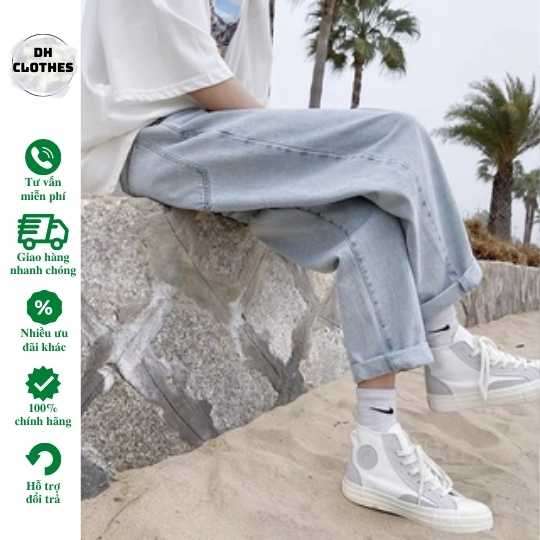 Quần Baggy Jean nam dáng suông , rộng - Phong cách đường phố bụi bặm ( Q4)
