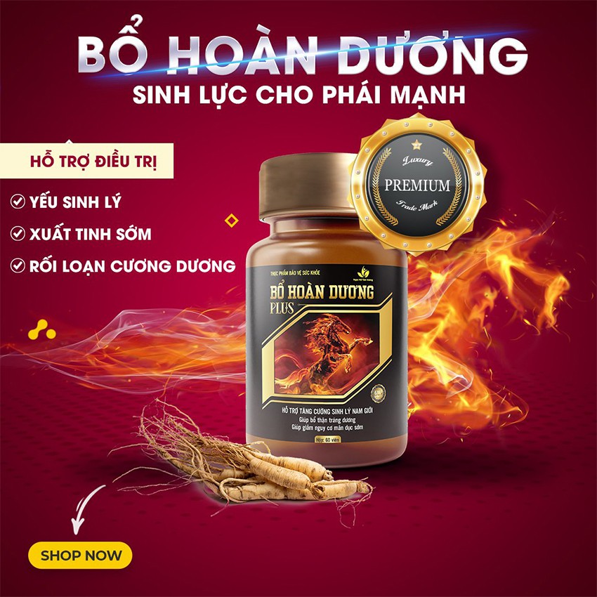 Thực Phẩm Bảo Vệ Sức Khỏe Bổ Hoàn Dương Plus Hỗ Trợ Tăng Cường Sinh Lý Nam Giới Giúp Bổ Thận Tráng Dương Hộp 60 Viên