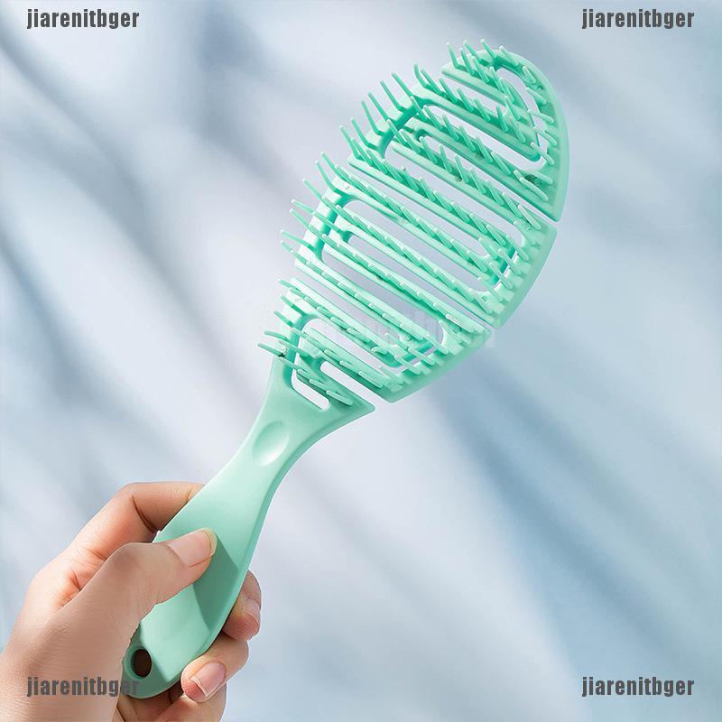 （jiarenitbger）Wet Brush DryCurved Comb Massage Comb Fluffy Shape Ribs Curling Comb On Wet Hair