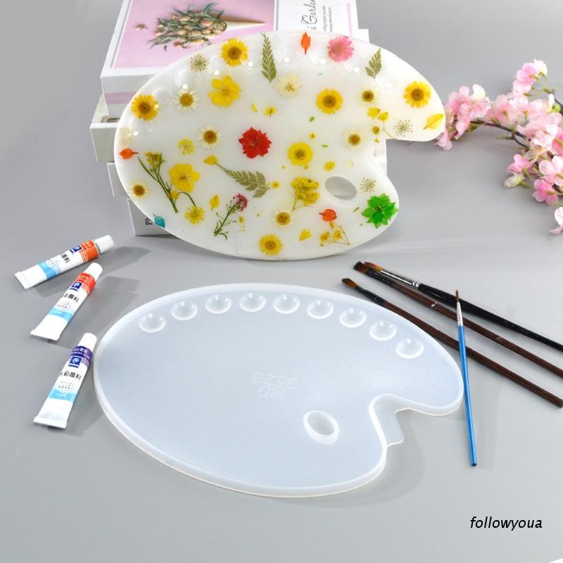 Khuôn Làm Bảng Pha Màu Sơn Dầu Hình Bầu Dục Bằng Nhựa Resin Thủ Công Diy