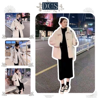 Set váy nữ xẻ đen sau kèm áo khoác lông trắng mùa đông ấm áp đi chơi đi dạo phố xuongmaydcs Mã 580