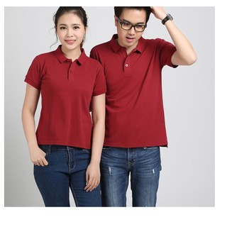 ÁO THUN PO LO MÀU ĐỎ NAM / NỮ CỘC TAY CỔ BẺ AAFĐ2
