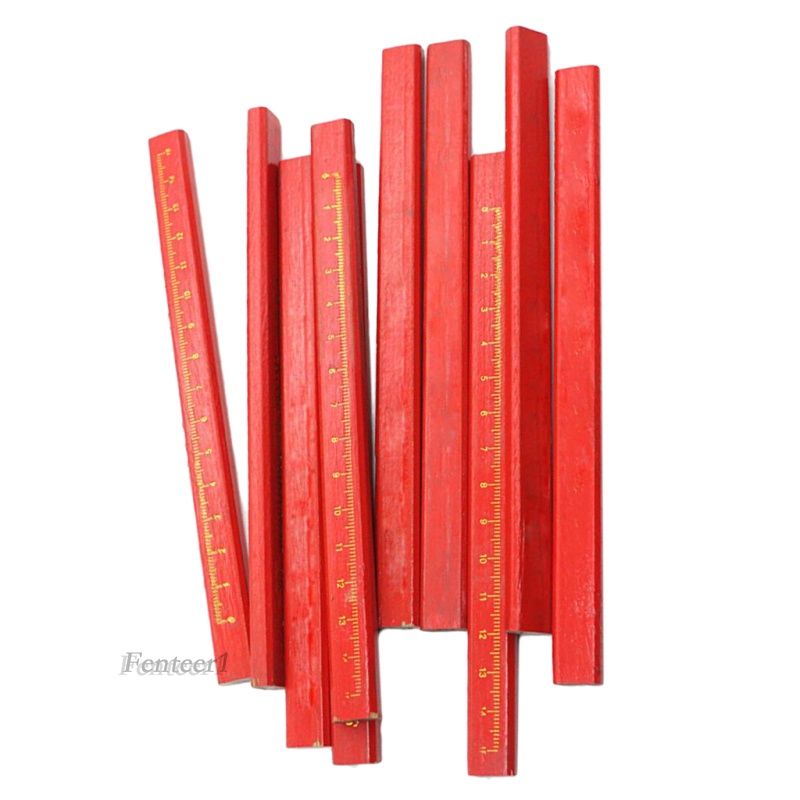 [Fenteer1] Bộ 10 Bút Chì Gỗ Carpenter Với Thước Đo Và Đánh Dấu Khô Tường Gỗ