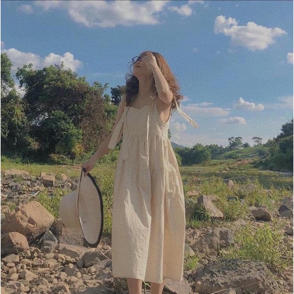 [ ẢNh Khách Feedback cực chất ] Đầm 2 dây buộc vai - váy babydoll 2 dây thô thắt nơ 4 màu | BigBuy360 - bigbuy360.vn