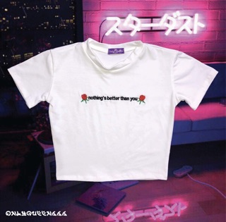 ÁO CROPTOP THÊU HOA HỒNG