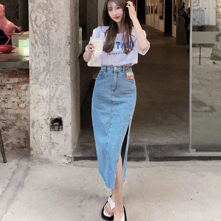 Chân Váy Jean Dài Xẻ Tà Độc Đáo Thời Trang Cho Nữ | BigBuy360 - bigbuy360.vn