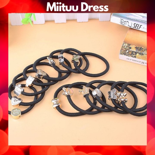 Dây buộc tóc Hàn quốc chun buộc tóc đen hình họa tiết  co giãn sang trọng xinh xắn đáng yêu ngọt ngào Miituu SC6