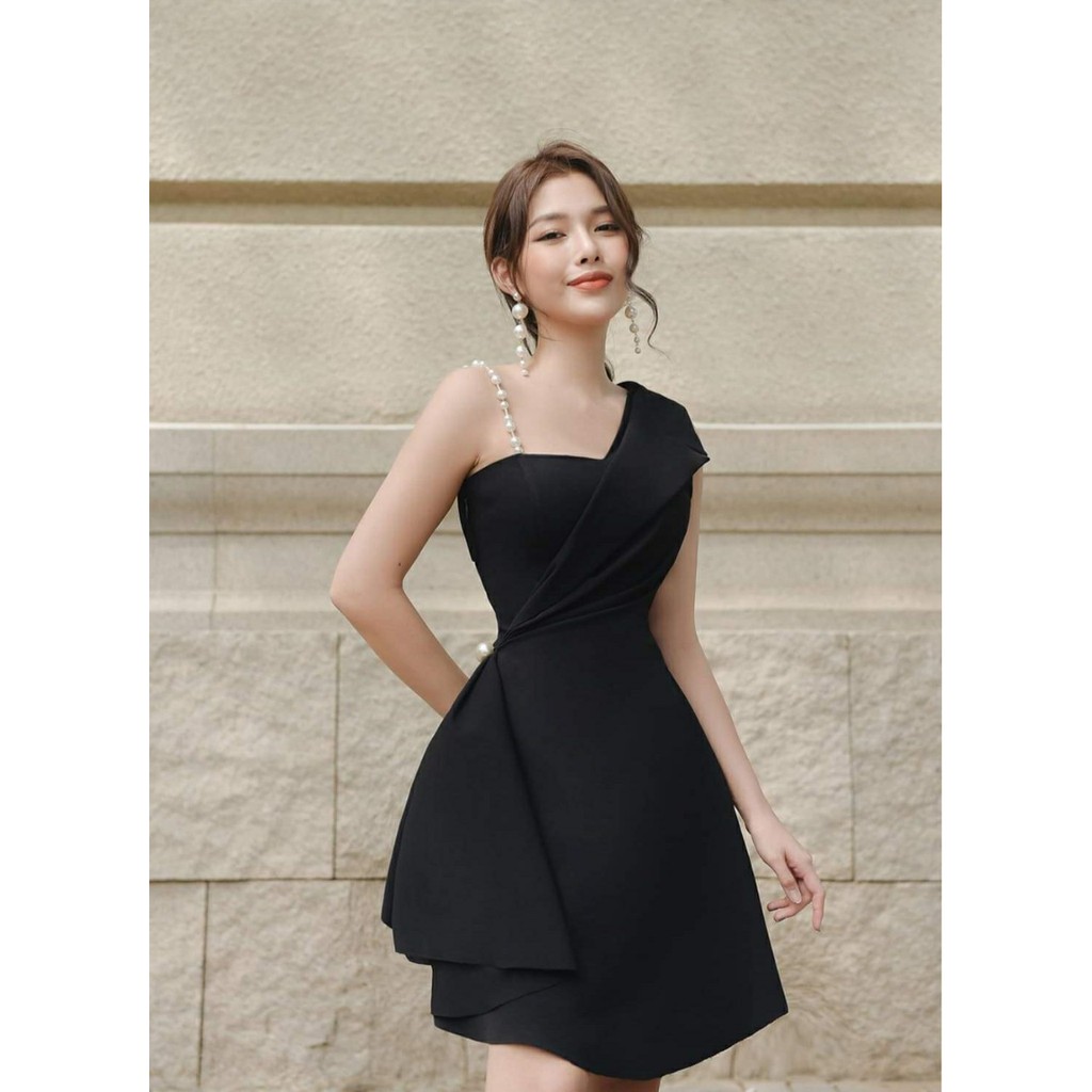 Đầm dự tiệc 1 dây vai đính chuỗi sang trọng Vải cam kết loại 1 [ĐẦM 1VAICUOM | BigBuy360 - bigbuy360.vn