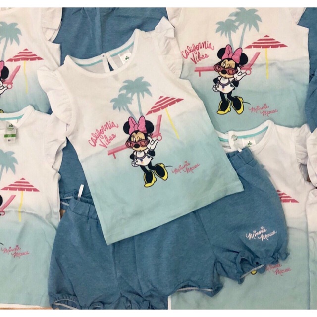 (4m-3y) Bộ Minnie Disney bé gái chất mỏng mềm mát mịn