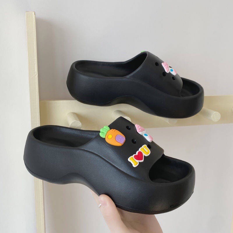 Dép bánh mì nữ đế cao Nami, dép quai ngang kèm sticker dễ thương bản nội địa Trung 2022 size 36&gt;41