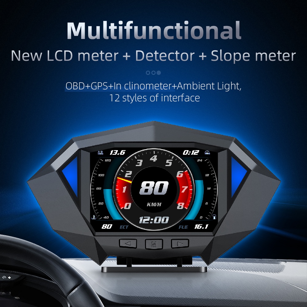 Đồng Hồ Đo Tốc Độ P1 Hiển Thị Kỹ Thuật Số OBD2 GPS Thông Minh Cho Xe Hơi