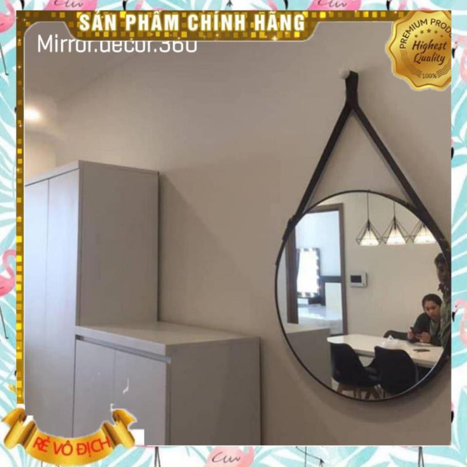 Gương Tròn Treo Tường Trang Điểm Dây Da Cao Cấp [Size D40,D50,D60cm], Mirror Decor 360, 089.88.999.44