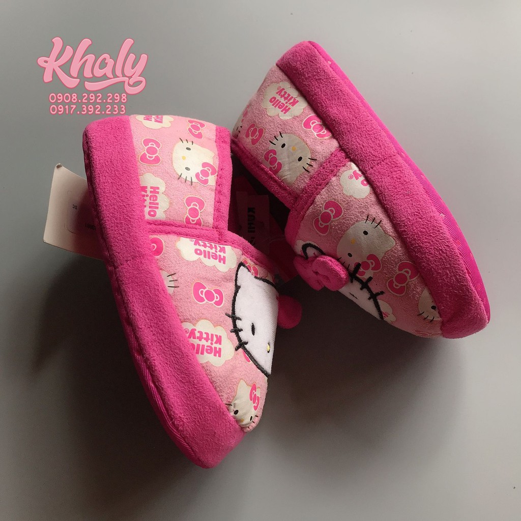 (Sale hàng trưng bày) Giày bít, giày búp bê cho bé gái hình mèo Kitty lông mềm mịn, màu hồng đậm siêu nhẹ (Nhật Bản)