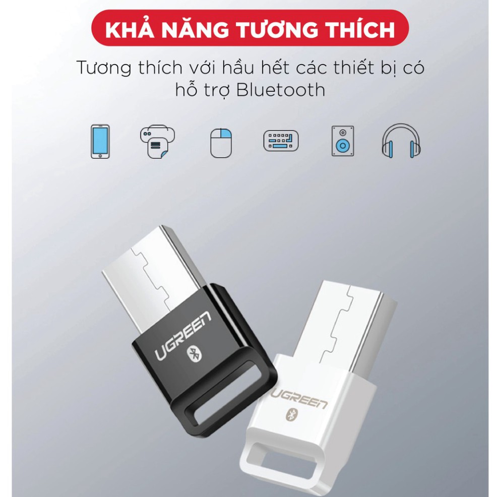 HOT- Thiết bị USB thu Bluetooth 4.0 dùng trên máy tính và laptop UGREEN US192