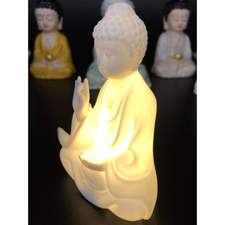 Tượng Phật có đèn (Cao 10cm - Ngang 7cm - Dày 5cm) - Phật A Di Đà - Phật Thích Ca - Thờ Cúng - Phong Thủy