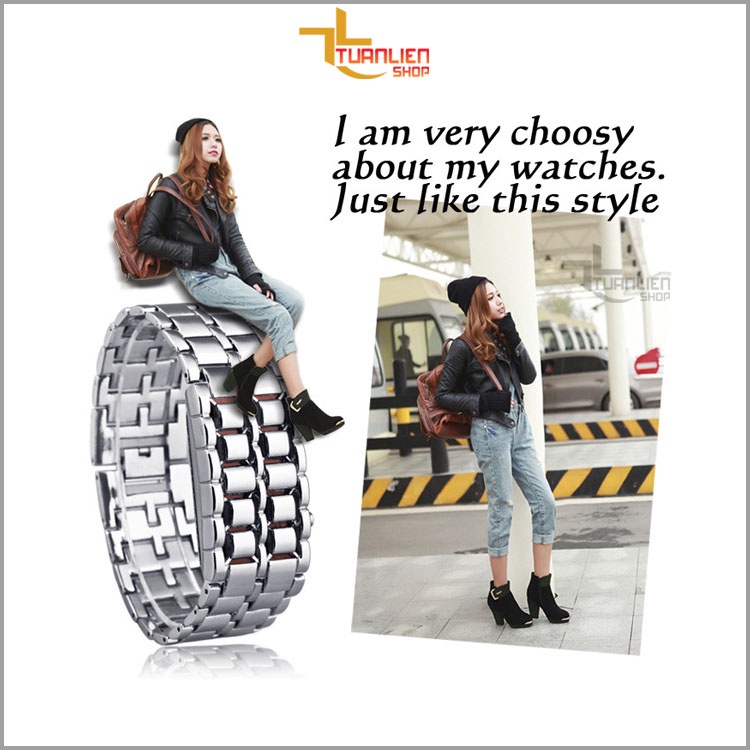 Đồng hồ điện tử màn hình led nam nữ dây thép kiểu dáng vòng tay sành điệu - TUANLIENSHOP