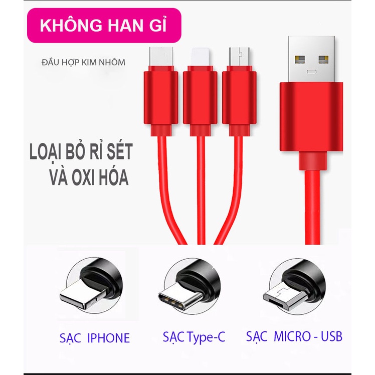 Dây Sạc Rút Tròn Đa Năng - 3 Trong 1 Sạc Iphon - Sạc TypeC - Sạc Micro USB