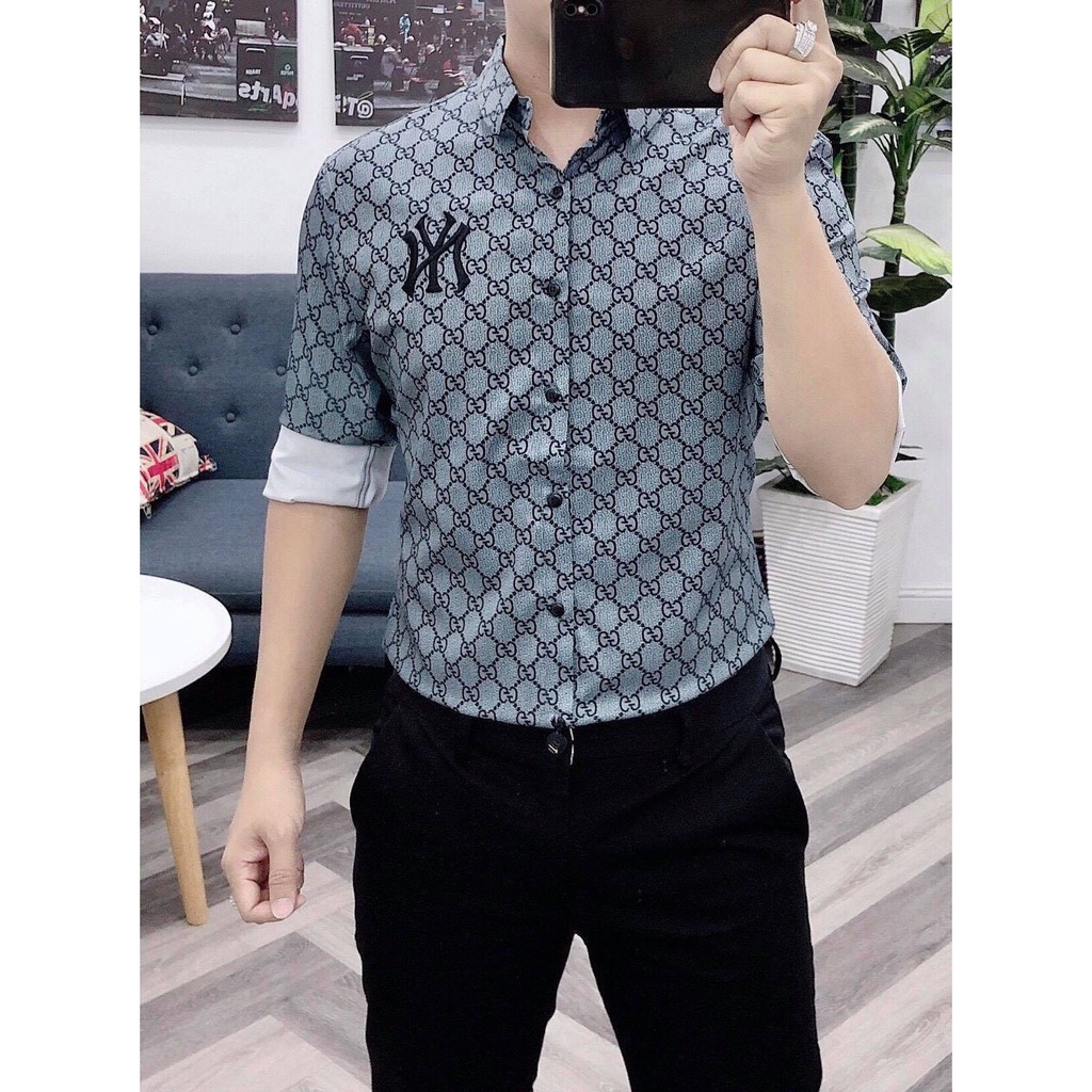 Áo sơ mi nam đẹp phối hoạ tiết caro New York cực đẹp ASMDBP028