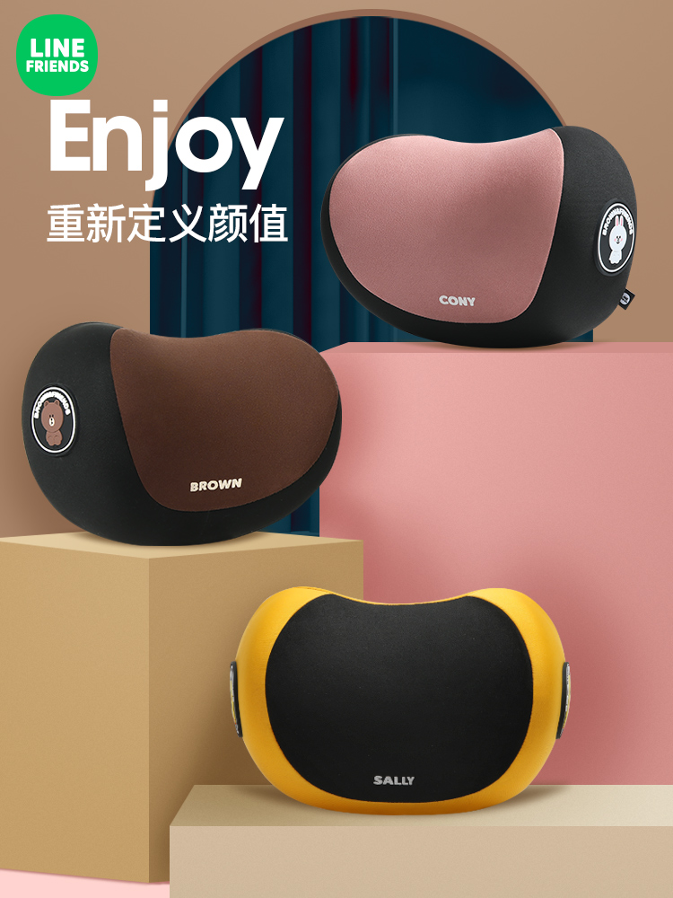 Line Friends Gối Tựa Đầu Trên Xe Hơi Kiểu Dáng Hoạt Hình Dễ Thương