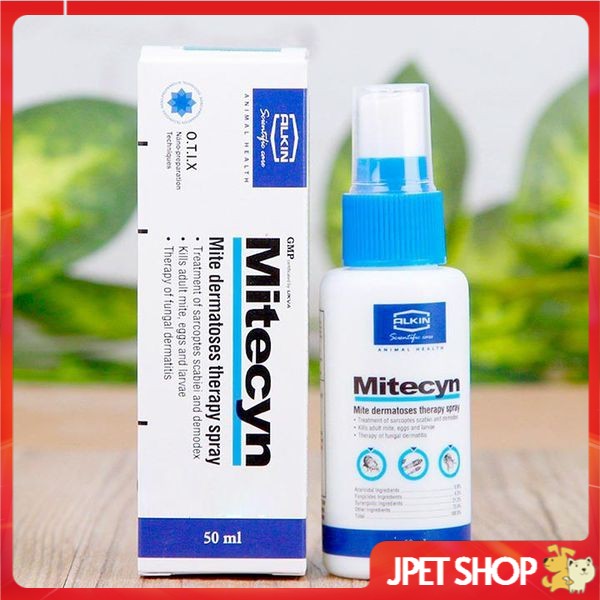 Xịt Đặc Trị Viêm Da Có Mủ, Mẩn Đỏ, Ngứa, Nấm Da Cho Chó Mèo MITECYN Chai 50ml - jpet shop