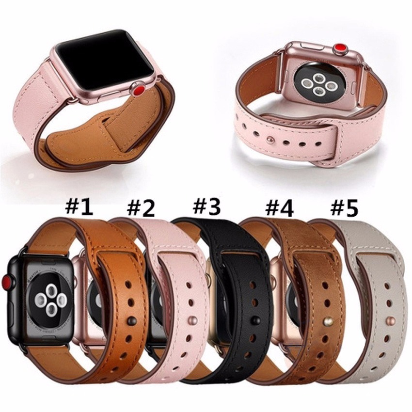 Dây Đồng Hồ Thay Thế Chất Liệu Da Cho Apple Watch Se 6 5 4 3 2 1 38mm 42mm 40mm 44mm