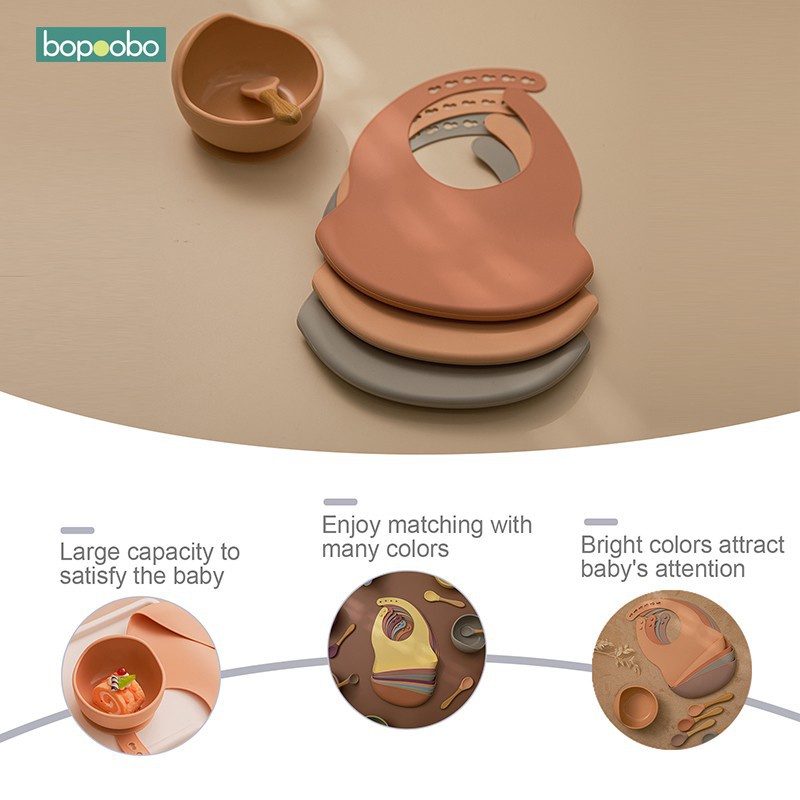 MAMIMAMIHOME Bộ 3 dụng cụ ăn uống chất liệu silicon khử trùng dành cho trẻ em