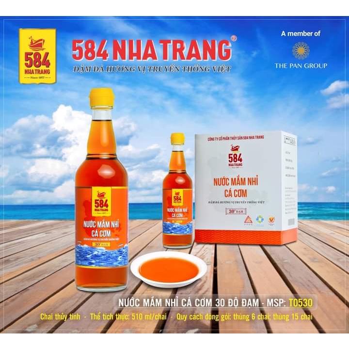 Thùng 6 chai Nước mắm Nhỉ Cá Cơm 30 độ đạm- 584 Nha Trang - Chai PET 500ml, Date luôn mới nhất